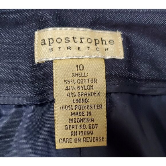 Apostrophe Skirt Womens Size 10 Dk. Blue Stretch  Career Lined Waist 30" - Picture 3 of 3